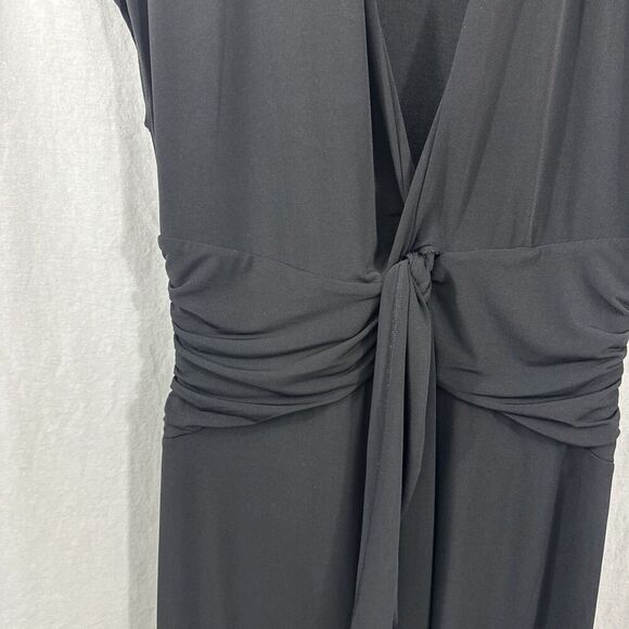 BCBG Paris Black Y2K Drape Tie Front Classic Dress Womens Size L - Picture 7 of 12